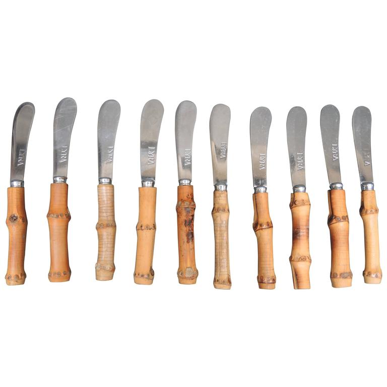 Vintage Bamboo Handle Flatware Butter Knives at 1stDibs