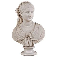 19th Century Neoclassical Style Marble Bust of Young Lady by Eduard Mueller