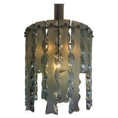 Italian Zero Quattro-Fontana Arte Frosted Glass Chandelier