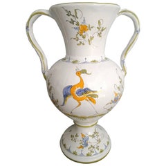 Vintage Moustiers Faience Tall Vase, France