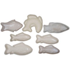 Vintage Collection of Seven Pottery Fish Shaped Dishes