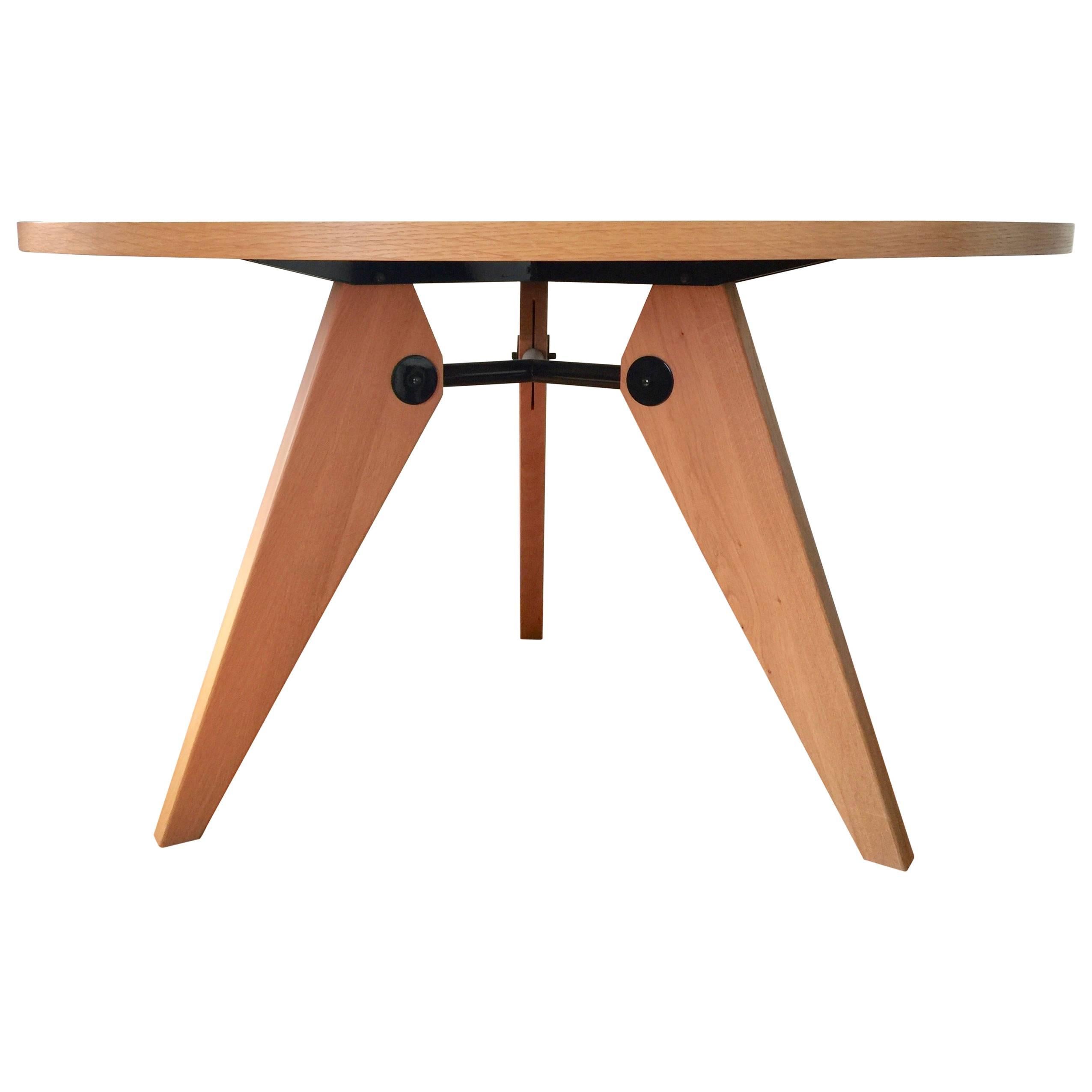 Vitra Dining Table Gueridon designed by Jean Prouve' wood and white top