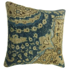 Persian Tabriz Pillow in Blue and Khaki