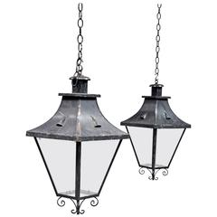 Pair of 19th Century Antique French Iron Lanterns