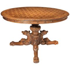 Wonderful Oak Parquetry Inlaid Griffon Table