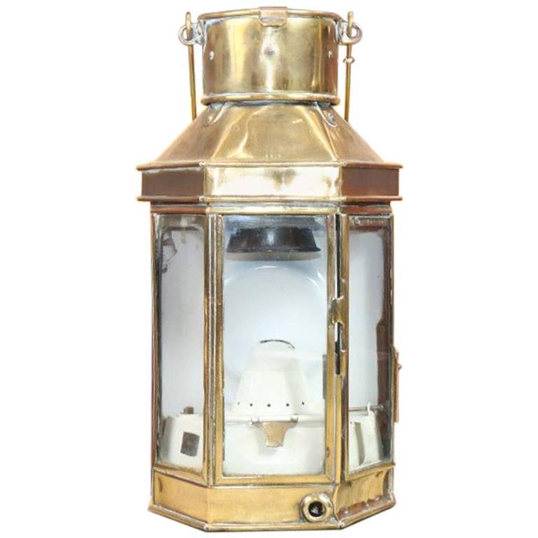 Brass Cabin Lantern by Griffth & Sons For Sale