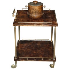 Aldo Tura Lacquered Goatskin Bar Cart 