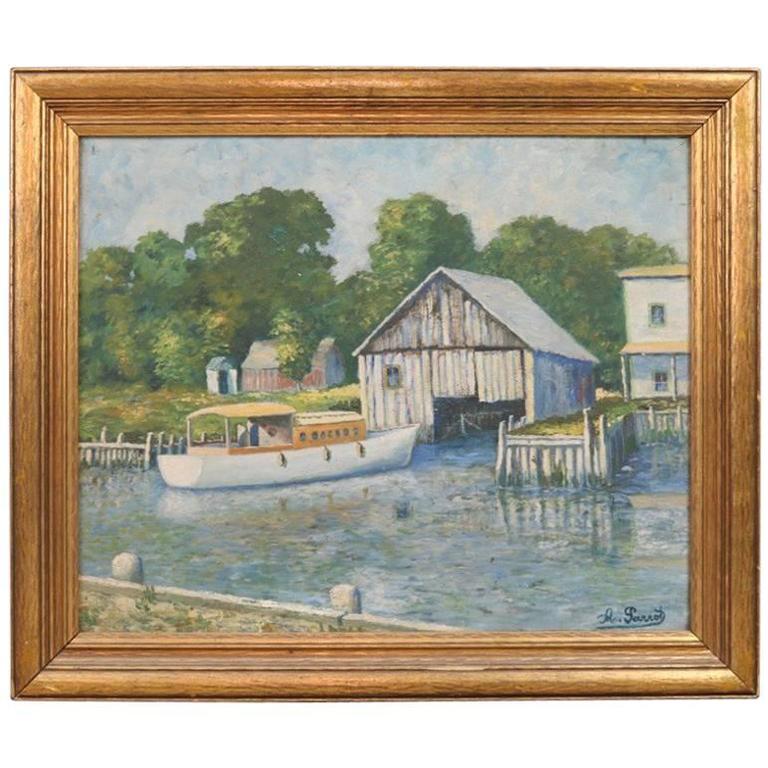 Vintage Acrylic Painting by August Parrot For Sale at 1stDibs