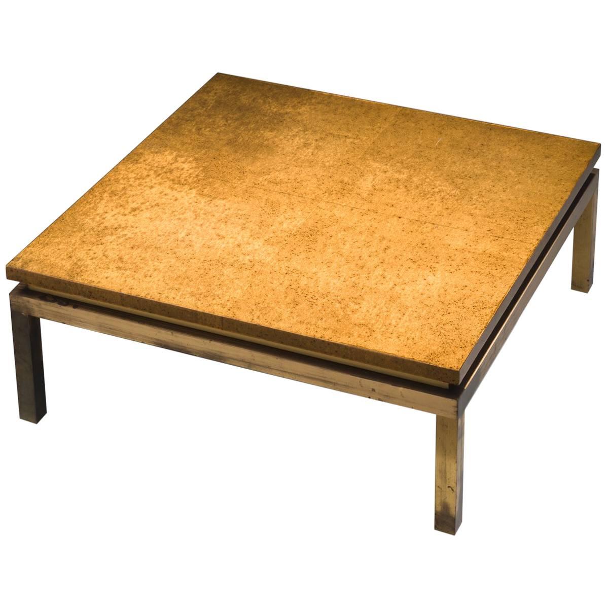Brass and Lacquered Wood Cocktail Table