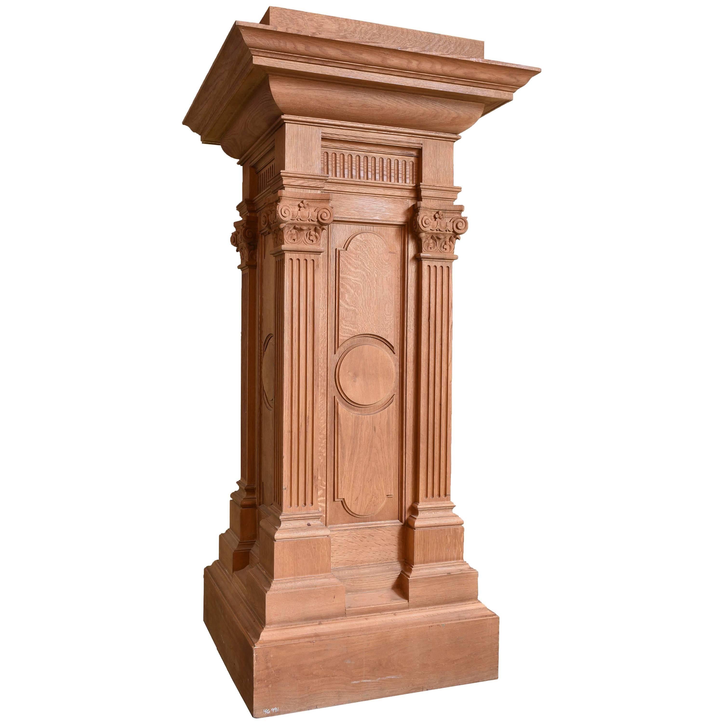 Quartersawn Oak Pedestal with Fluted Columns at 1stDibs