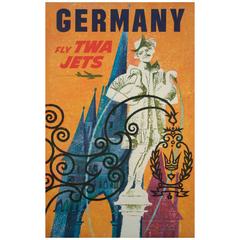 Vintage TWA Germany Travel Poster by David Klein, 1960s 6