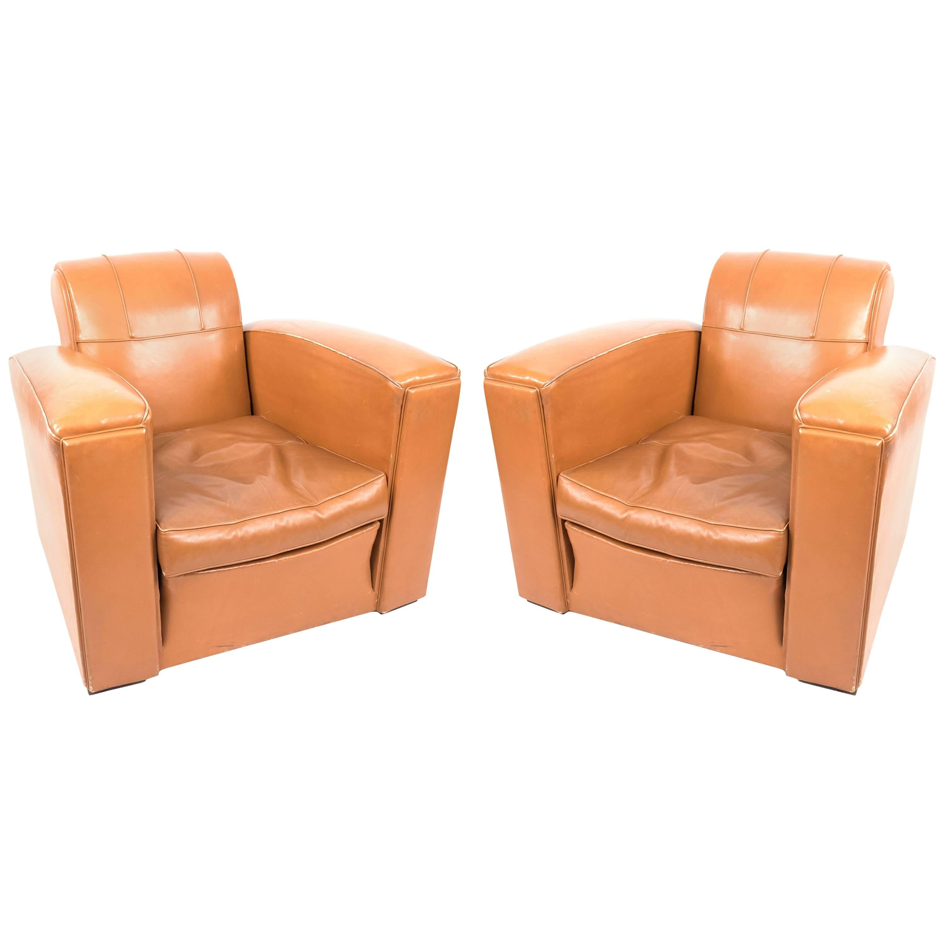 Art Deco Leather Armchairs