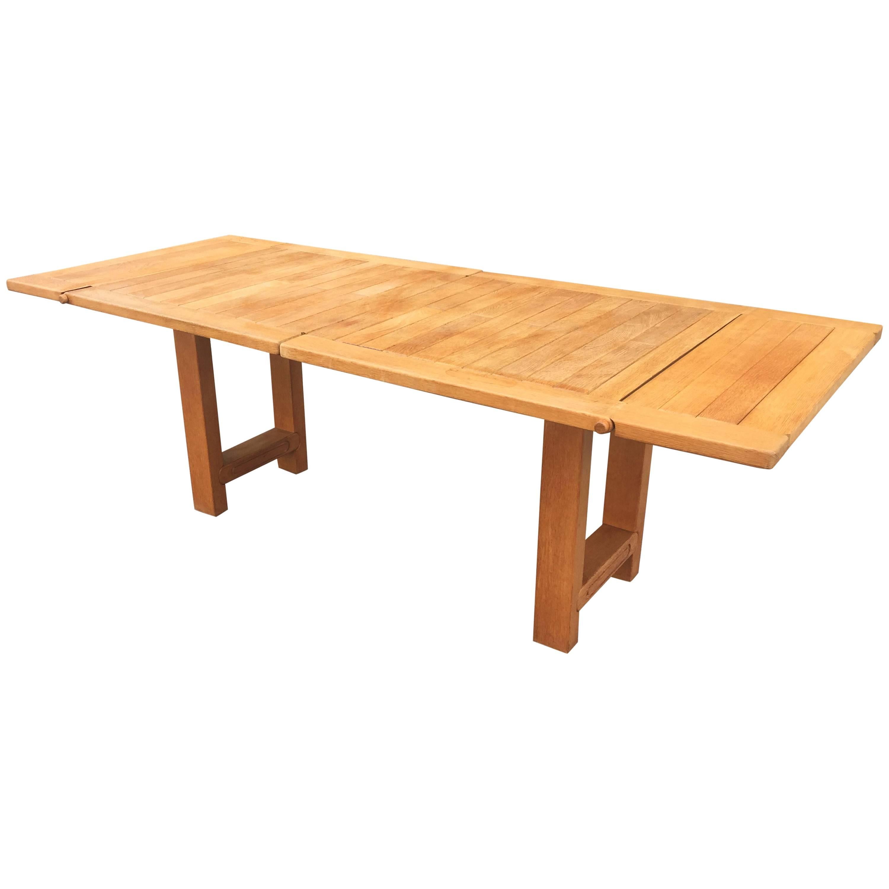 Guillerme et Chambron, Oak Bourbonnais Table, circa 1970 For Sale