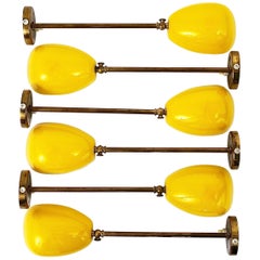 Up to 14 Identical Mid-Century Brass Sconces Wall Art Lights, Italy, 1950s