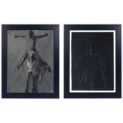 Pair of Horse and Rider Lithographs by Marino Marini