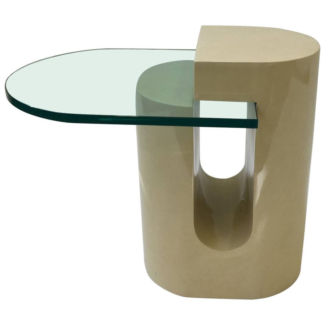 Sculptural Lacquered and Glass Occasional Table in the Manner of Karl Springer