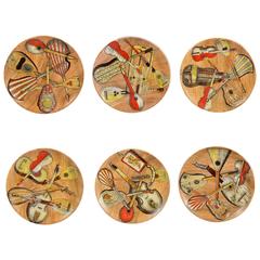Piero Fornasetti Strumenti Musicali Plates, Set of Six 5