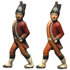 Pair of Iron Hessian Soldier Andirons