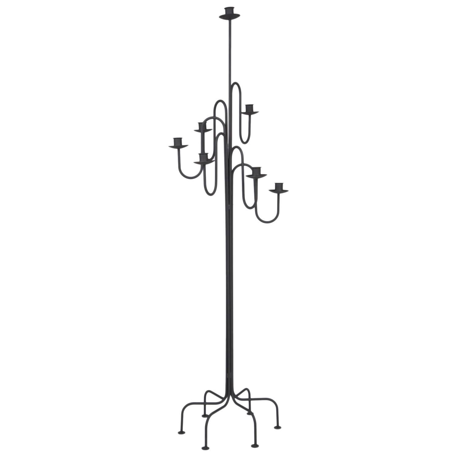 Erik Hoglund Style Wrought Iron Standing Candelabra