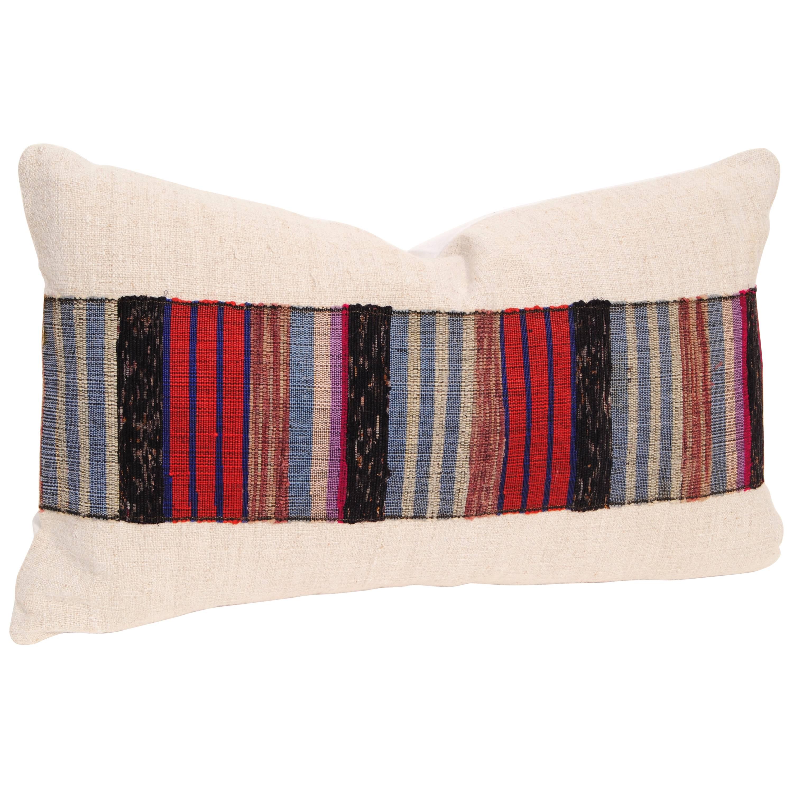 Vintage Japanese Hand Loomed Sakiori Obi Pillow For Sale