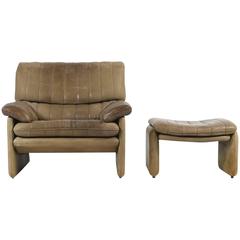 1970s De Sede DS 86 Vintage Leather Lounge Chair & Ottoman High Quality DS 85 11
