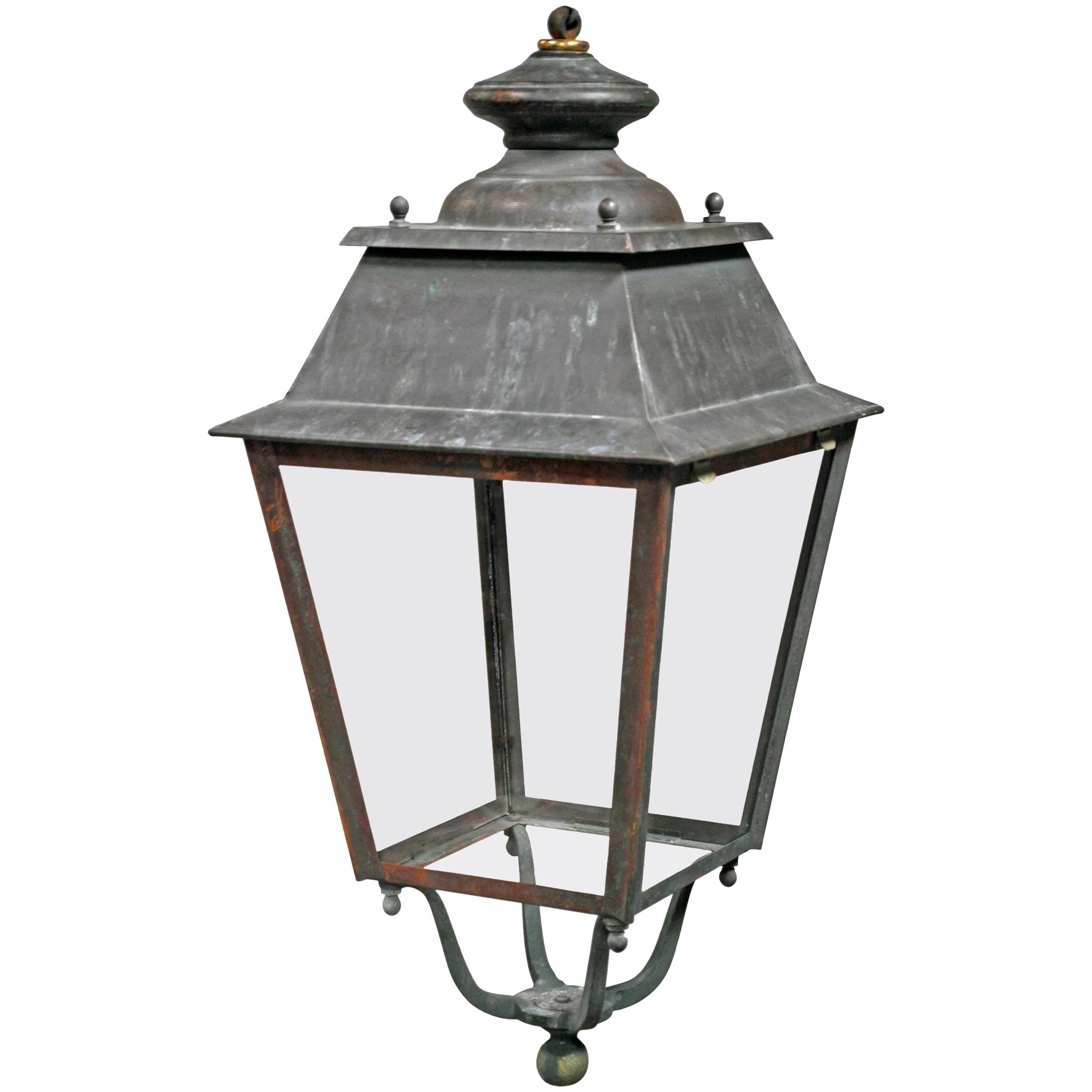 Old French Lantern in Copper and Iron