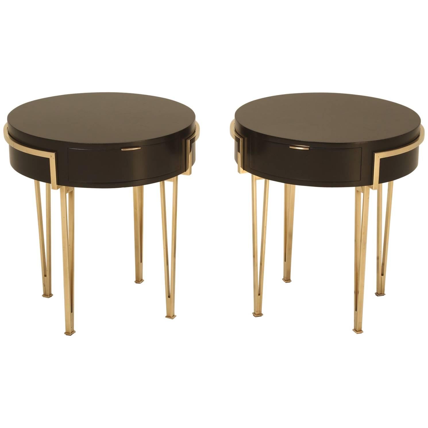 Pair of Ebonized Mid-Century Modern End or Side Tables