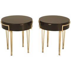 Pair of Ebonized Mid-Century Modern End or Side Tables