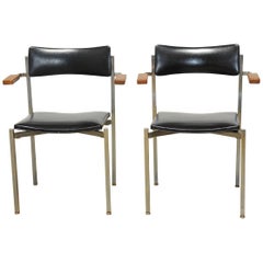 Pair of Mid-Century Steel Armchairs by Frederic Weinberg