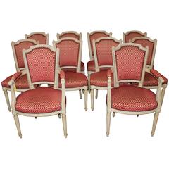 Set of Ten, French Louis XVI Style Dining Chairs