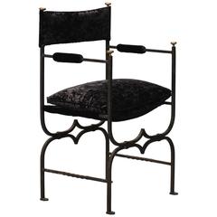French Empire Style Iron and Velvet Chair