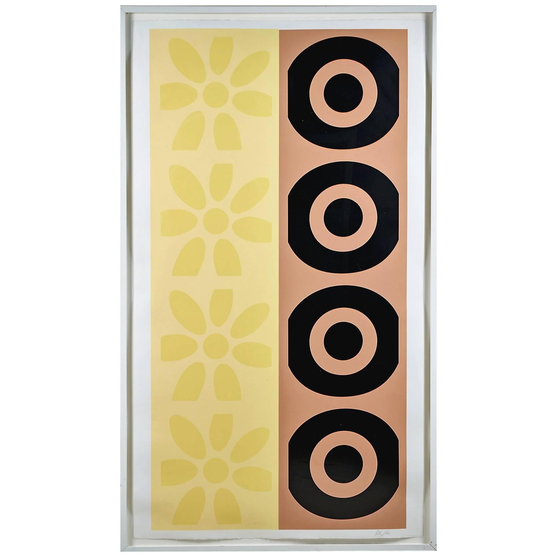 Peter Gee Pop Art Daisy and Target Abstract Silkscreen Panel