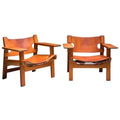 Pair of Beautifully Patinated Spanish Chairs by Børge Mogensen