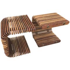 Pair of Slatted Wood Side Tables or Coffee Table 6