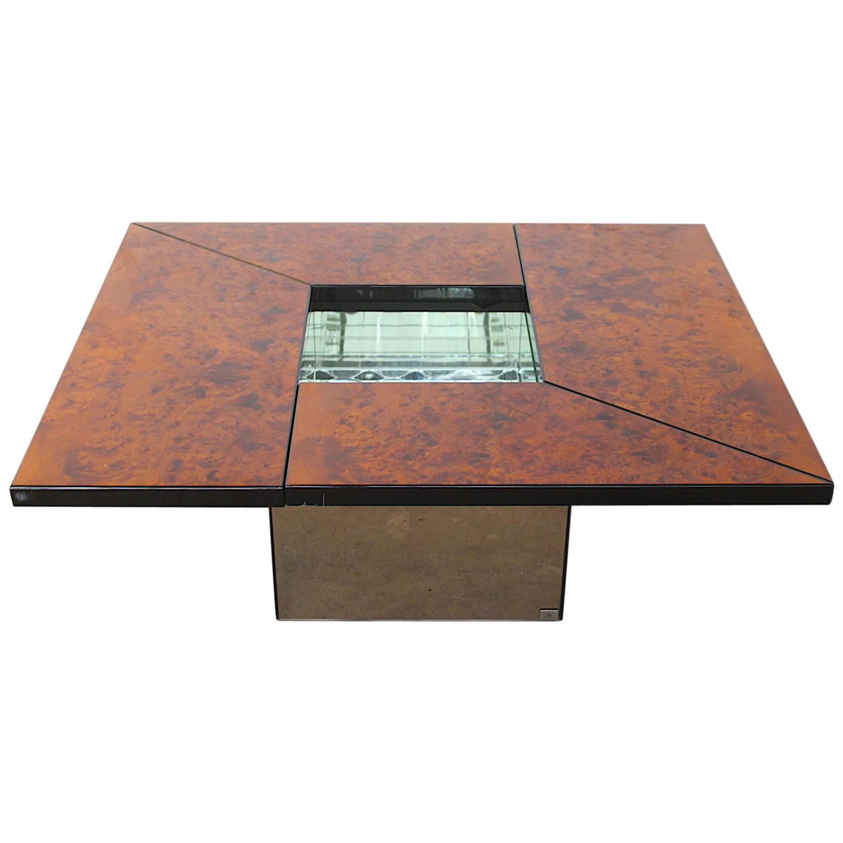 Paul Michel Burl Wood Multi-Functional Coffee Table and Dry Bar For Sale
