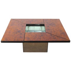 Paul Michel Burl Wood Multi-Functional Coffee Table and Dry Bar