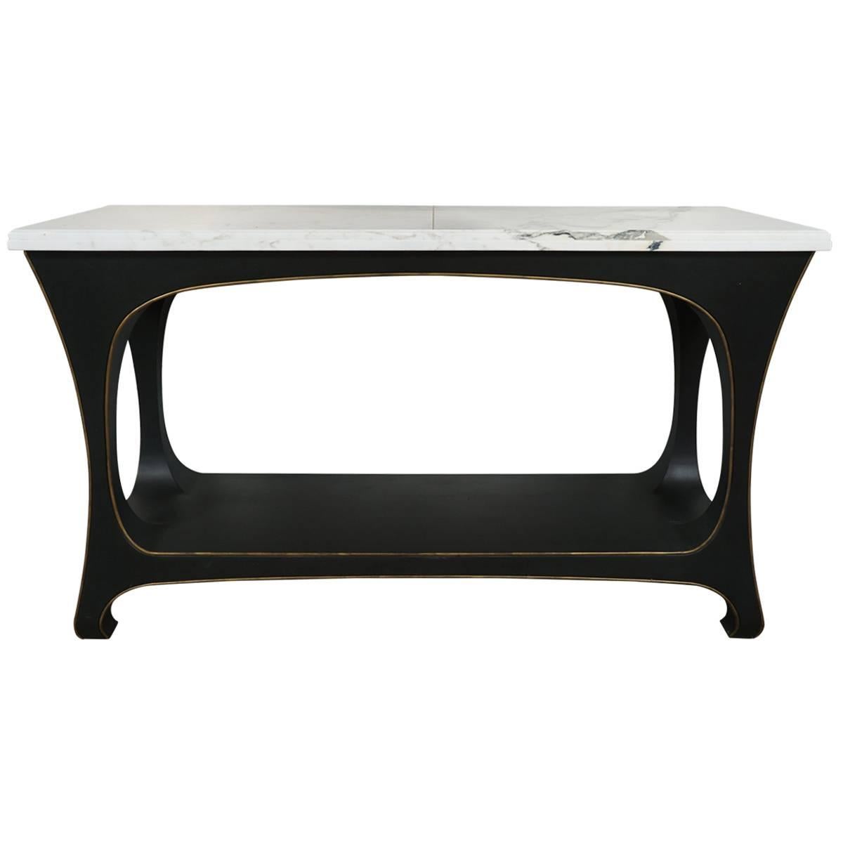 Marble Top Console with Custom Base For Sale