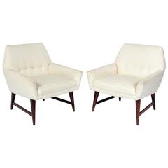 Pair of Angular Danish Modern Lounge Chairs