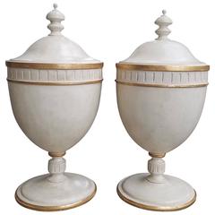 19th-20th Century Pair of George III Style Custom Paint Knife Urns