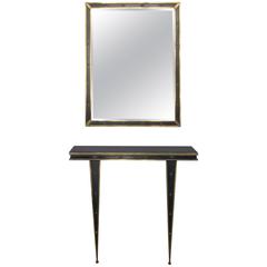Mid-Century Italian Console and Mirror by Charles PiGuet