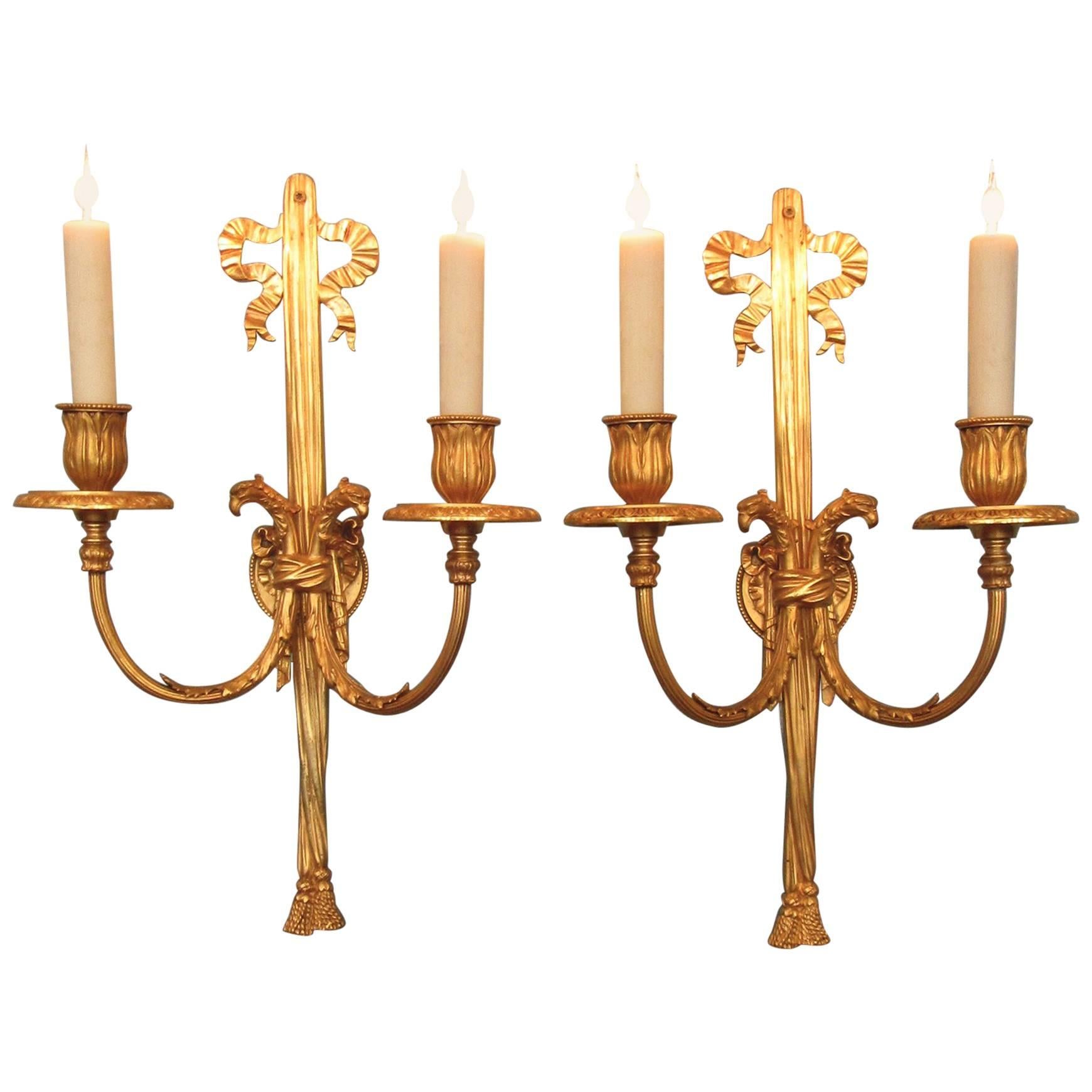 Early 20th Century, New York Regence Style Bronze Dore Sconces by Caldwell & Co