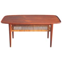 Danish Teak Coffee Table with Magazine Rack, 1950s