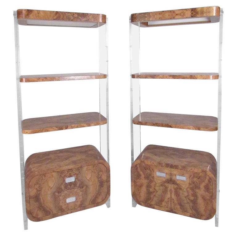 Vintage MidCentury Modern Shelving Units Milo Baughman Style For Sale