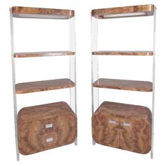 Vintage Mid-Century Modern Shelving Units Milo Baughman Style 9