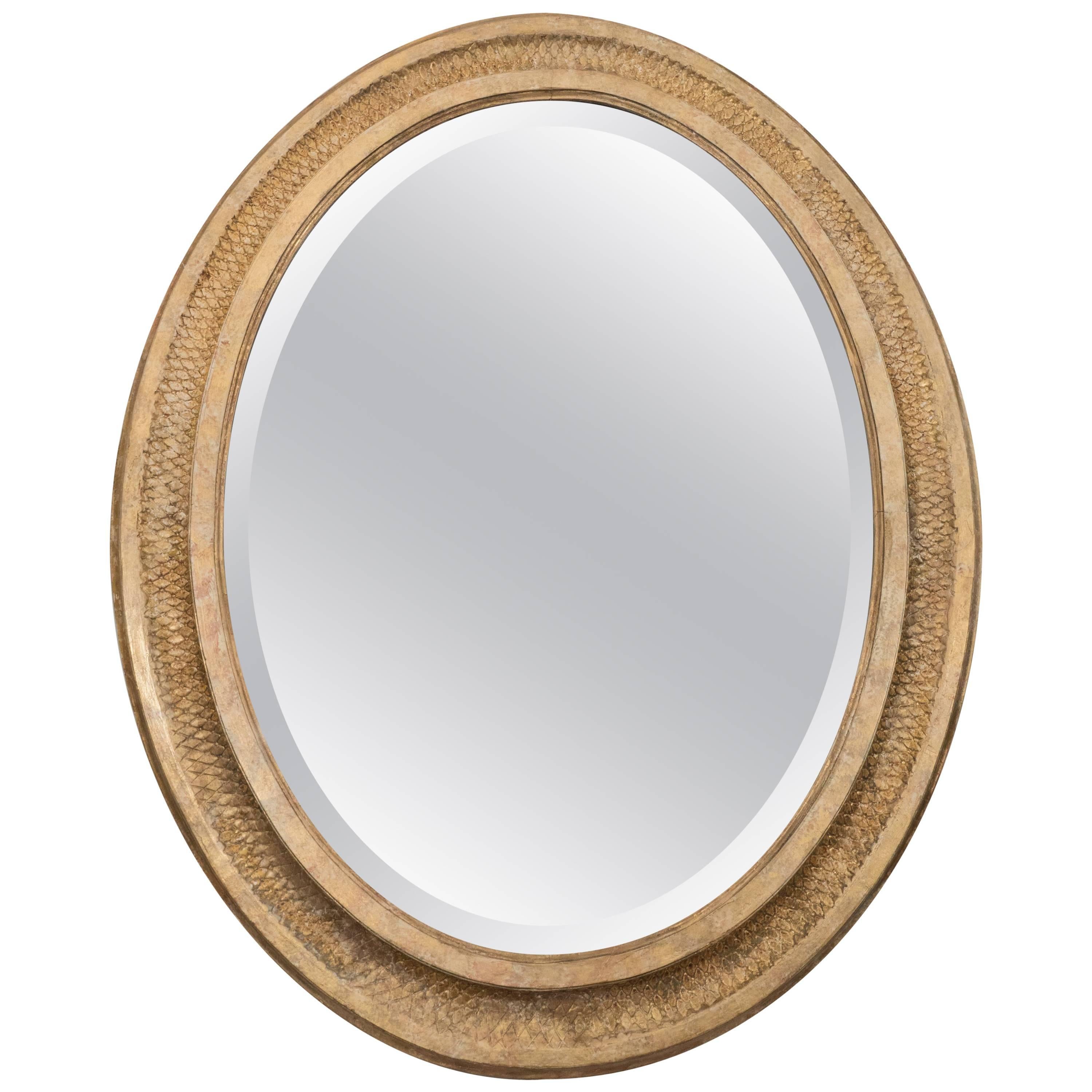 French Giltwood Oval Mirror