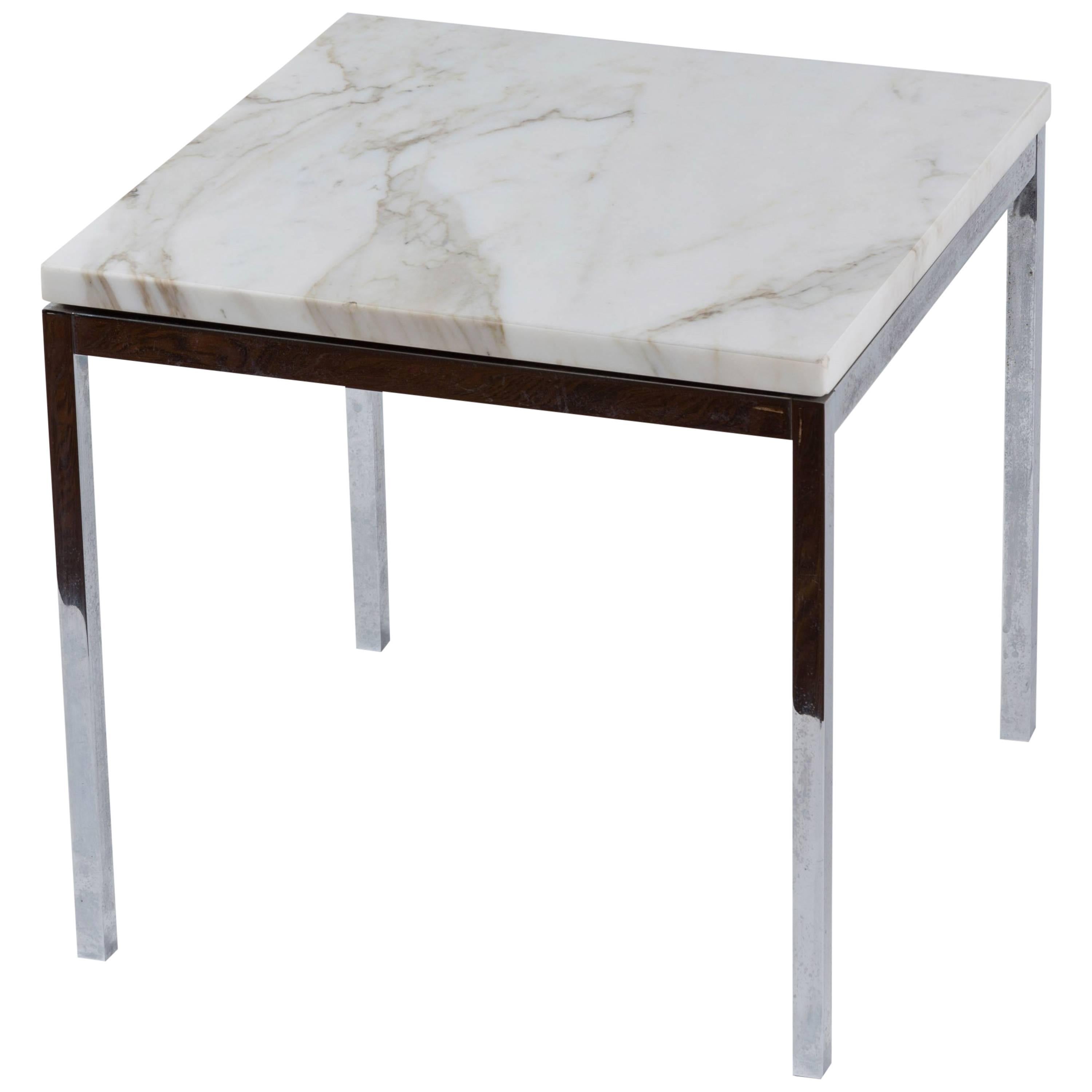 American Knoll-Style Chrome and Marble End Table, circa 1950