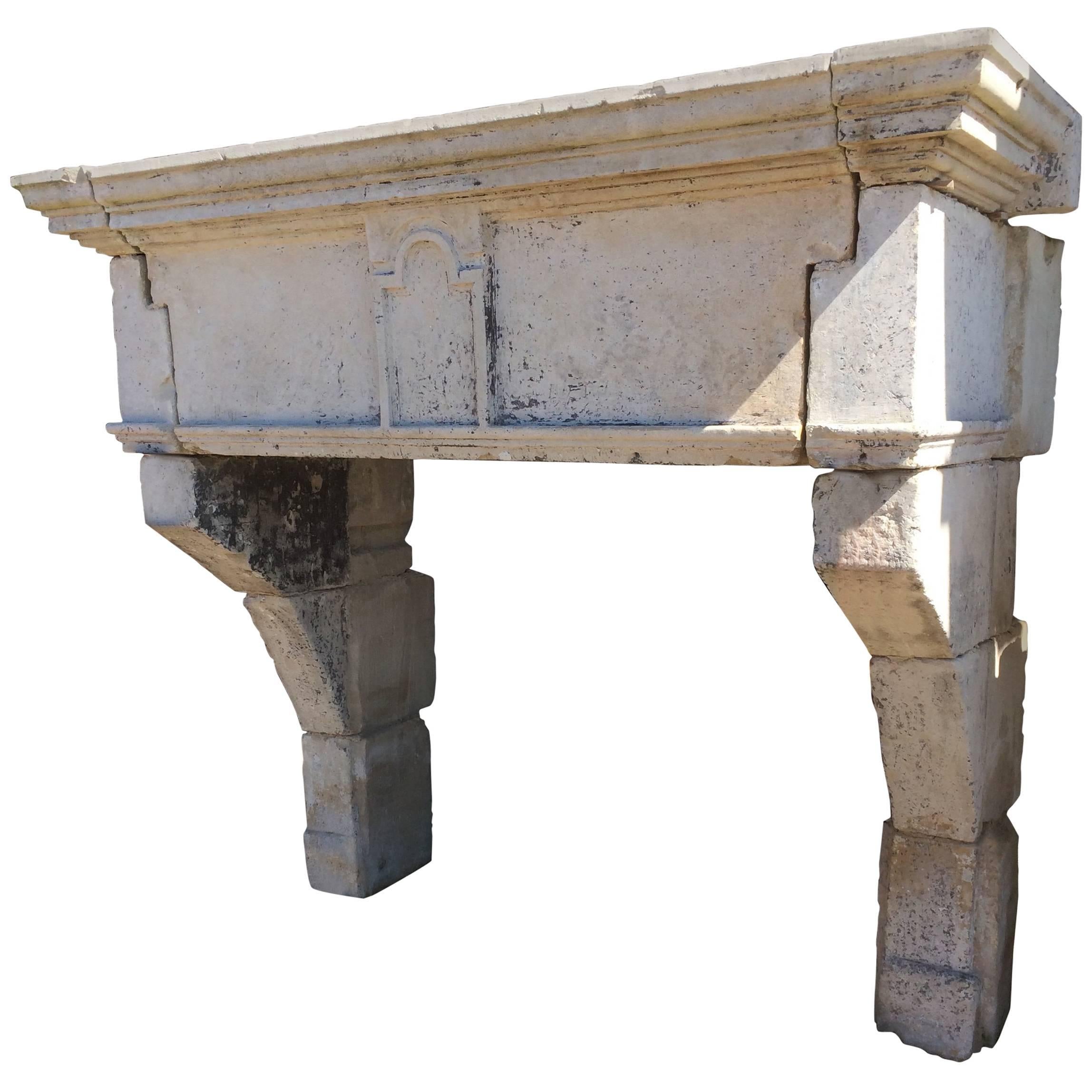 Monumental French Antique Louis XIII Period Fireplace, France, circa 1650 For Sale