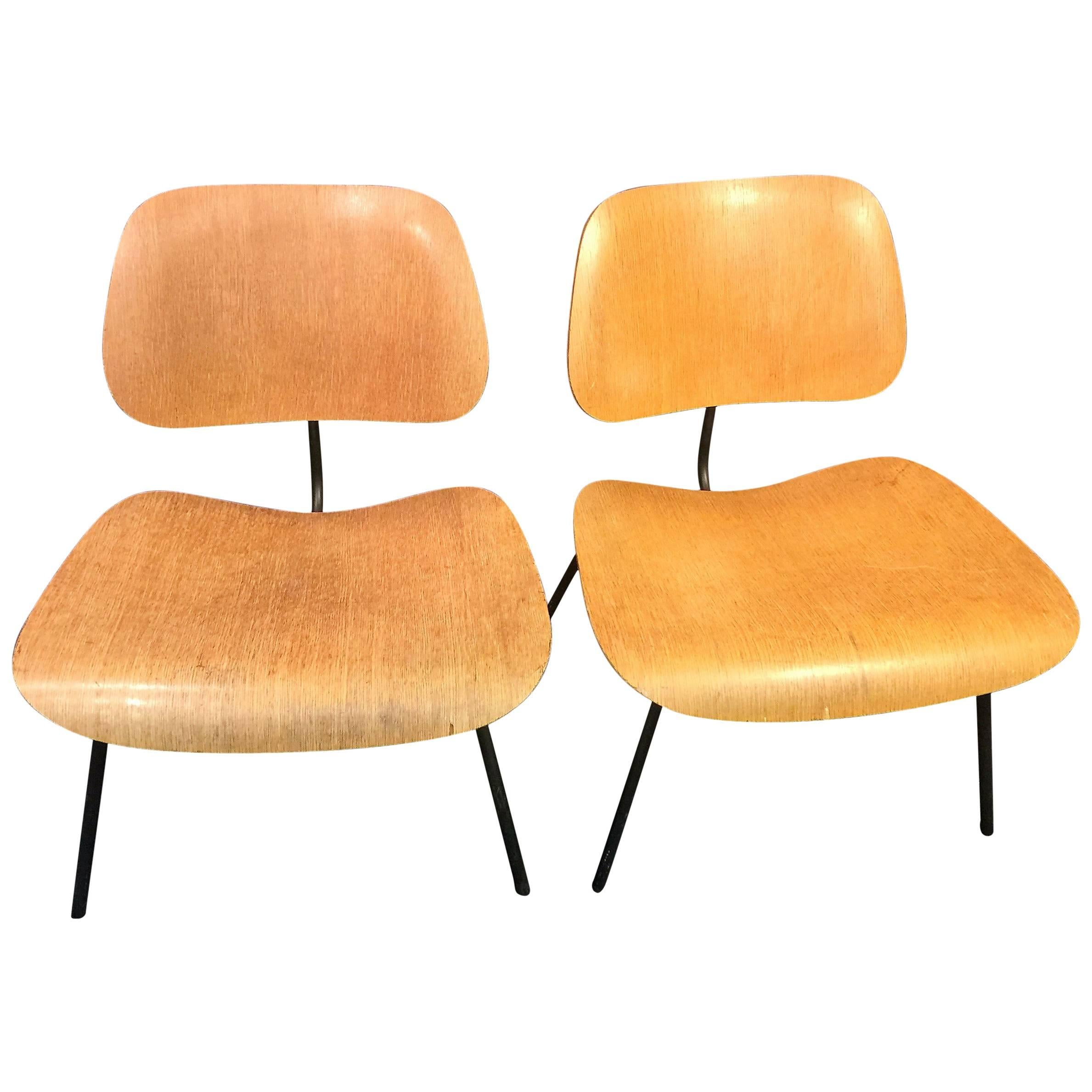 Pair of Early Charles Eames LCM Chairs For Sale