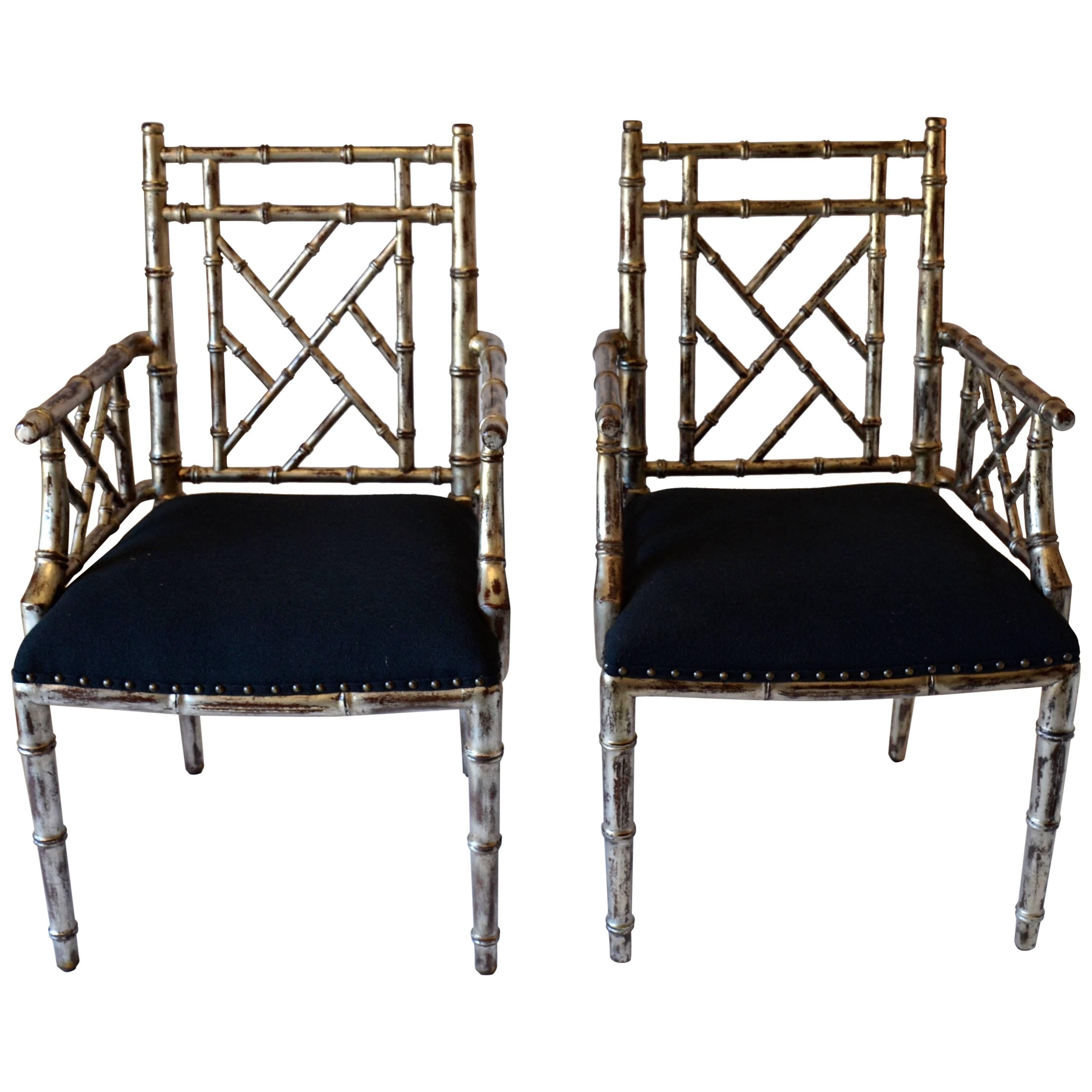 Set of Two or Four Bamboo Armchairs For Sale