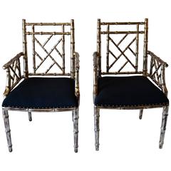 Set of Two or Four Bamboo Armchairs 11
